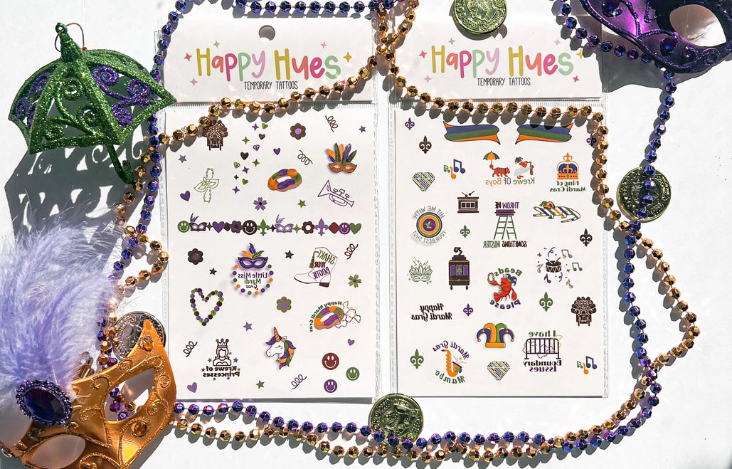 Little Miss Mardi Gras Temporary Tattoos