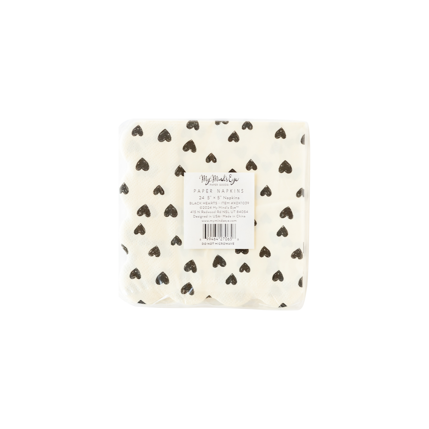 Cocktail Napkin: Black Hearts