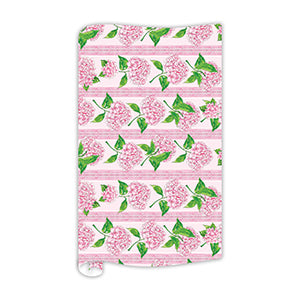 Handpainted Pink Hydrangea Stripe Wrapping Paper Roll