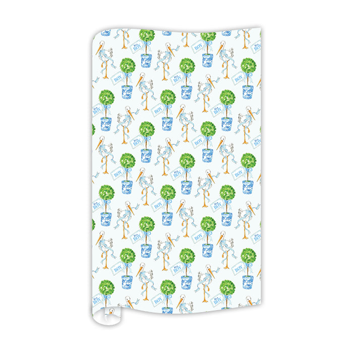Handpainted It's a Boy Topiary Wrapping Paper Roll