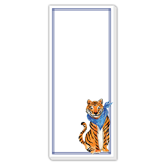 Handpainted Tiger with Blue Bandana Skinny Notepad