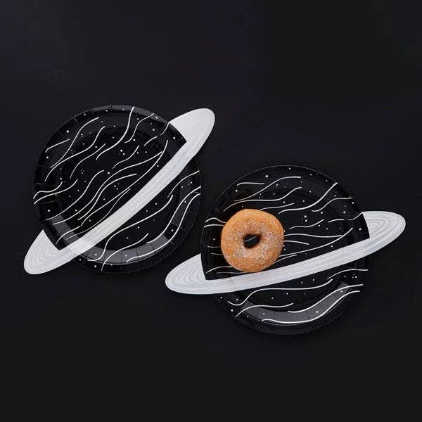 Black & White Planet Paper Plates