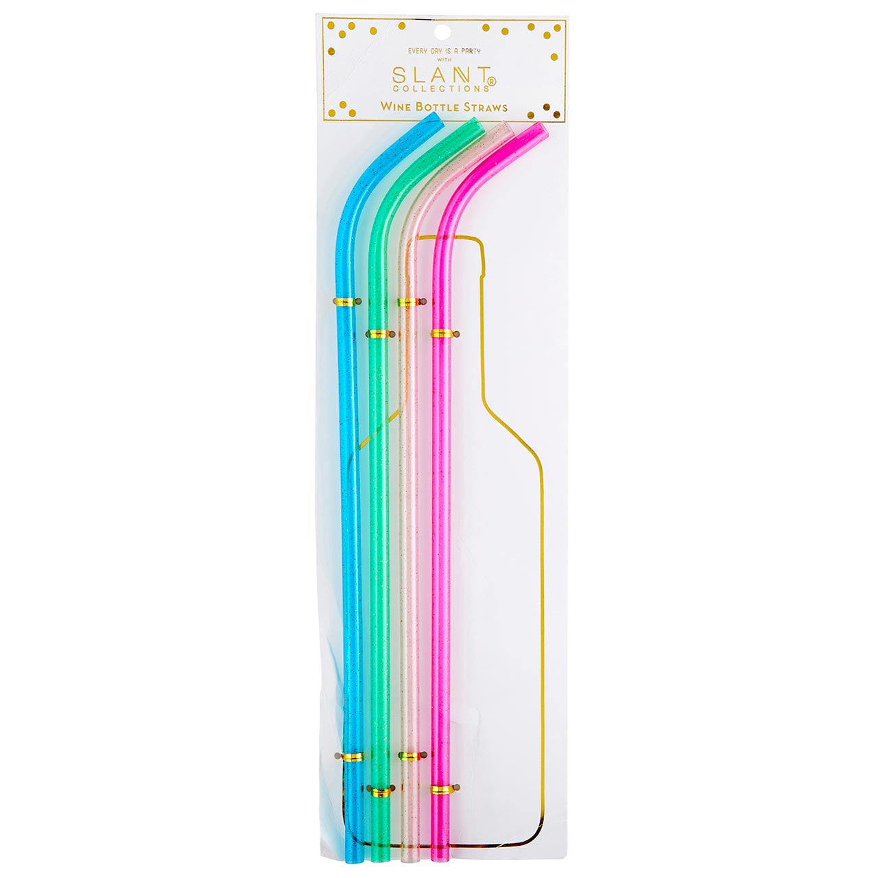 Multicolor Wine Bottle Straw Set
