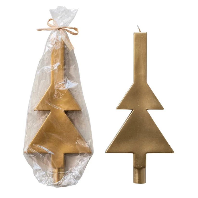 Gold Unscented Tree Shaped Taper Candles