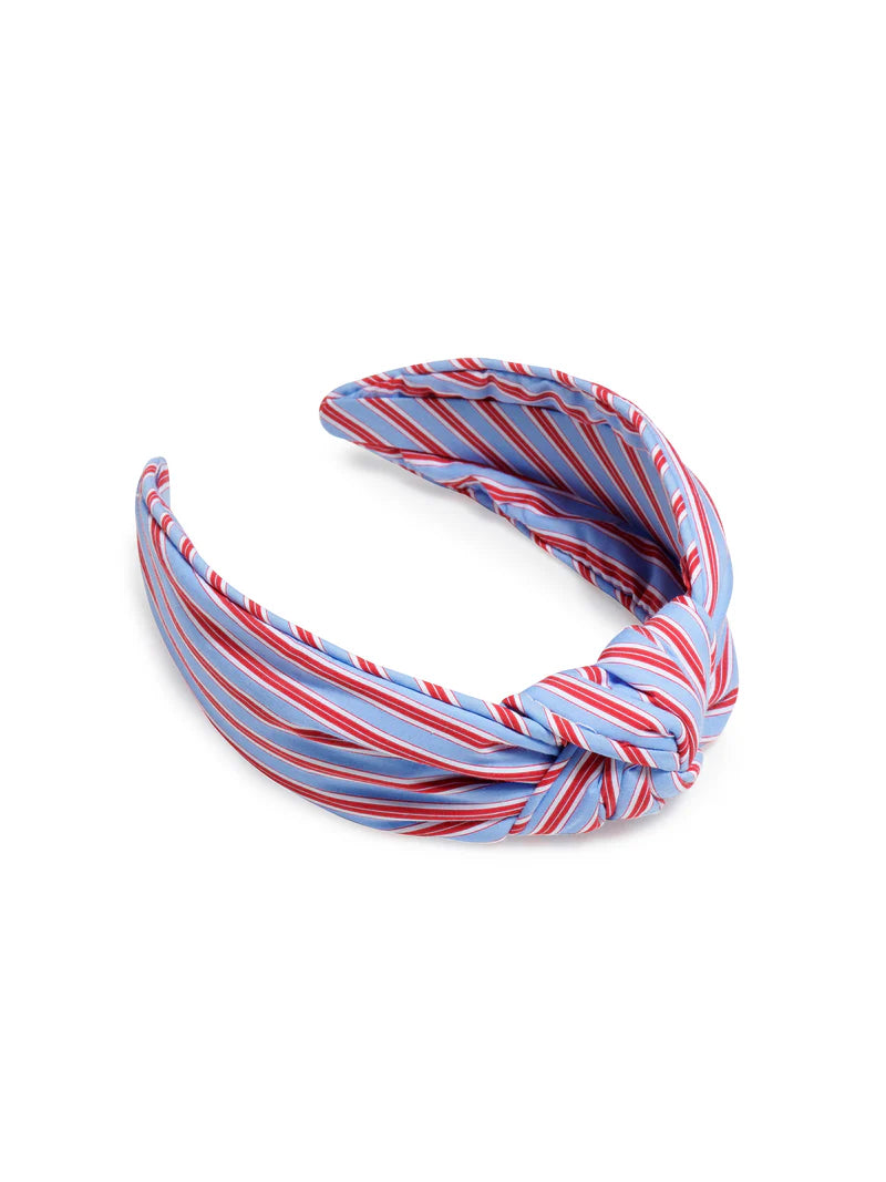 Red & Light Blue Multi Stripe Knotted Headband