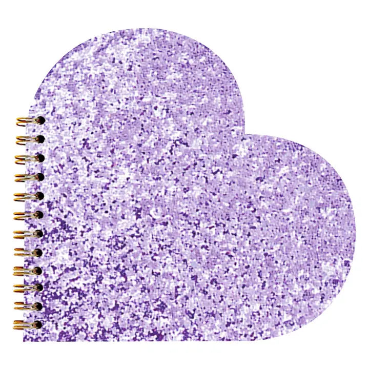 Purple Glitter Heart Notebook