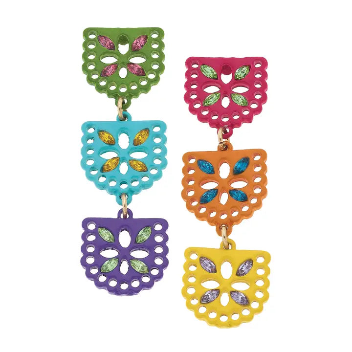 Fiesta Papel Picado Enamel Banner Earrings