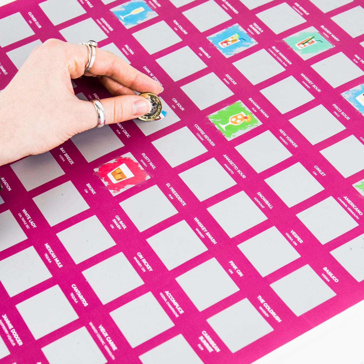 100 Cocktails Bucket List Scratch-Off Poster