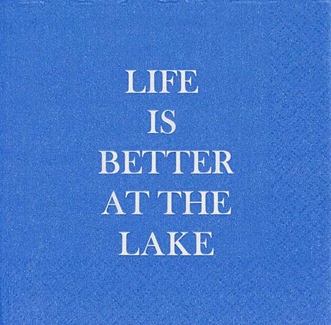 "Life is Better At the Lake" Blue Cocktail Napkins