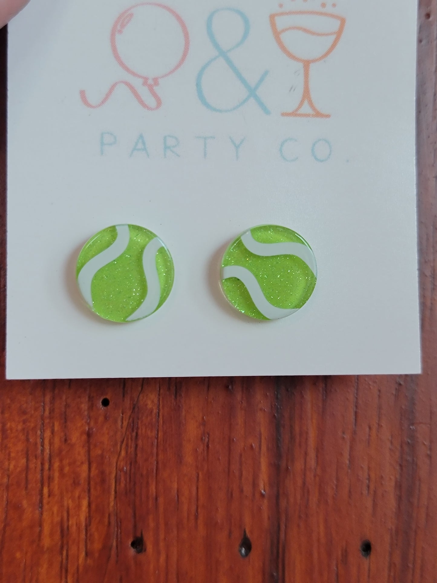 Acrylic Tennis Ball Stud Earrings