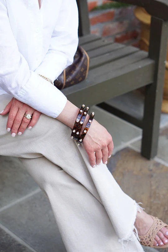 Renee Bangle Bracelet: Tortoise