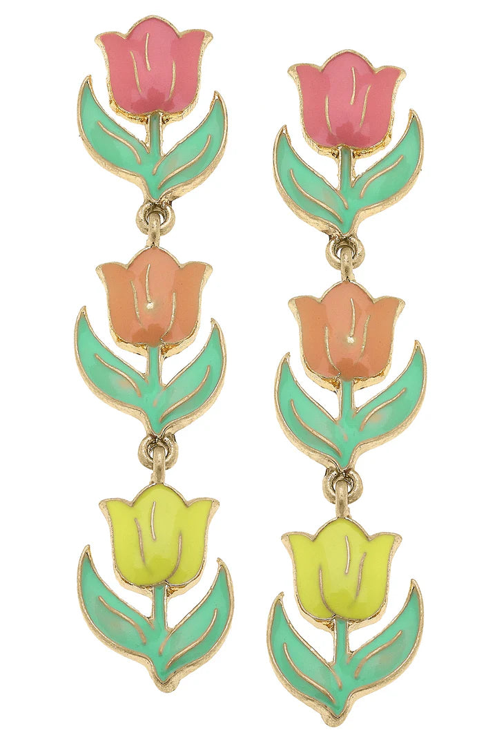 Tulip Garden Enamel Earrings