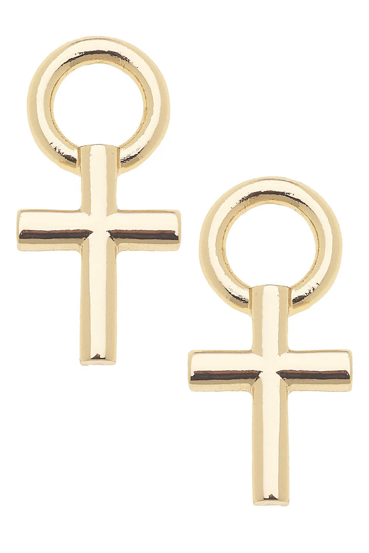 Cross Huggie Charm Set in Shiny Gold (Set of 2)