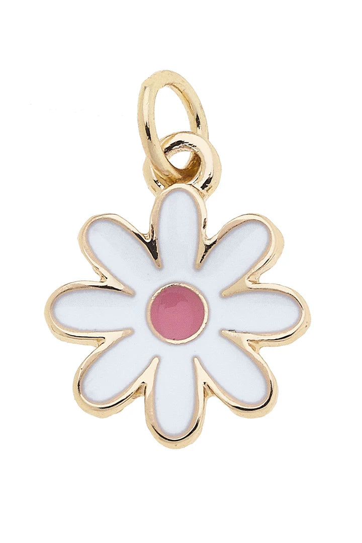Enamel Flower Charm in White