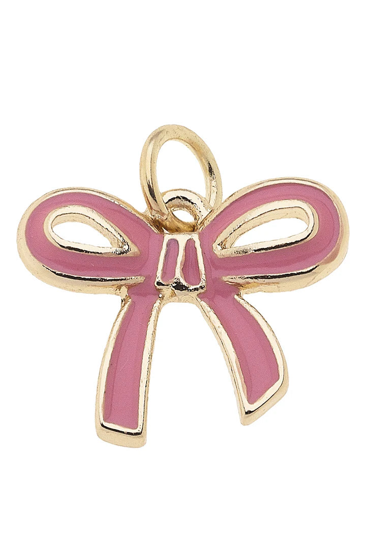 Pink Enamel Bow Charm in Light Pink