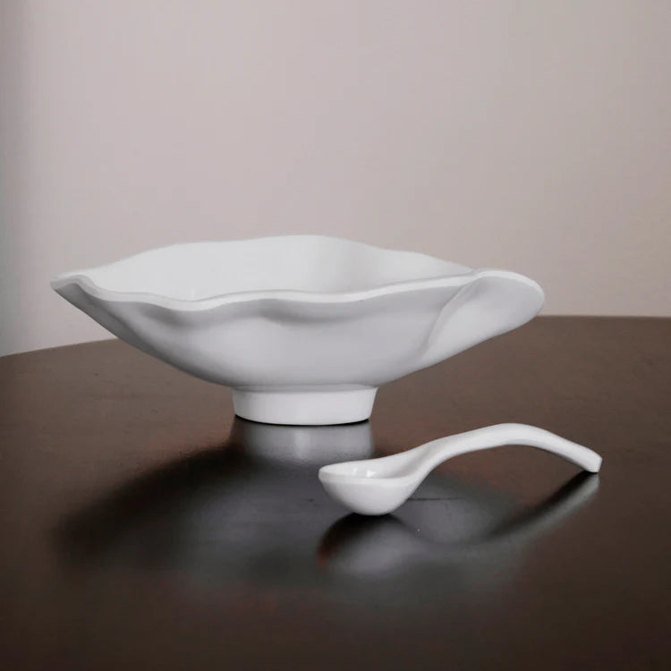 Vida Havana Small Oval Bowl with Spoon in White
