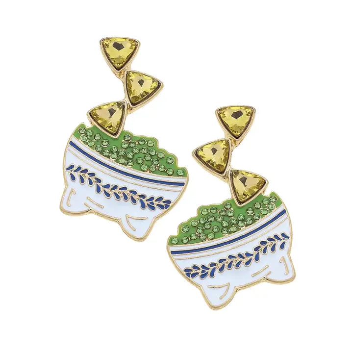 Rhinestone Enamel Chips & Guac Earrings