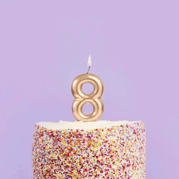 Gold Number 8 Candle