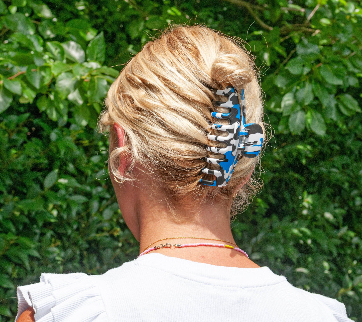 Large Blue, Black & White Hair Clip