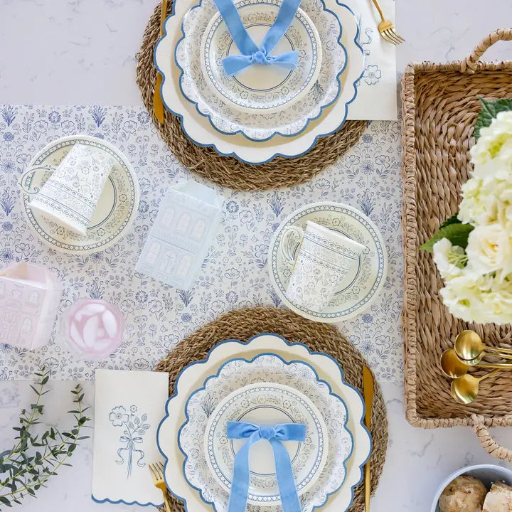 Blue Pembroke Flower Paper Disposable Dinner Napkin