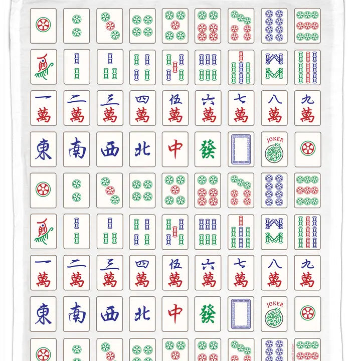 Blue Mahjong Organic Cotton Tea Towel