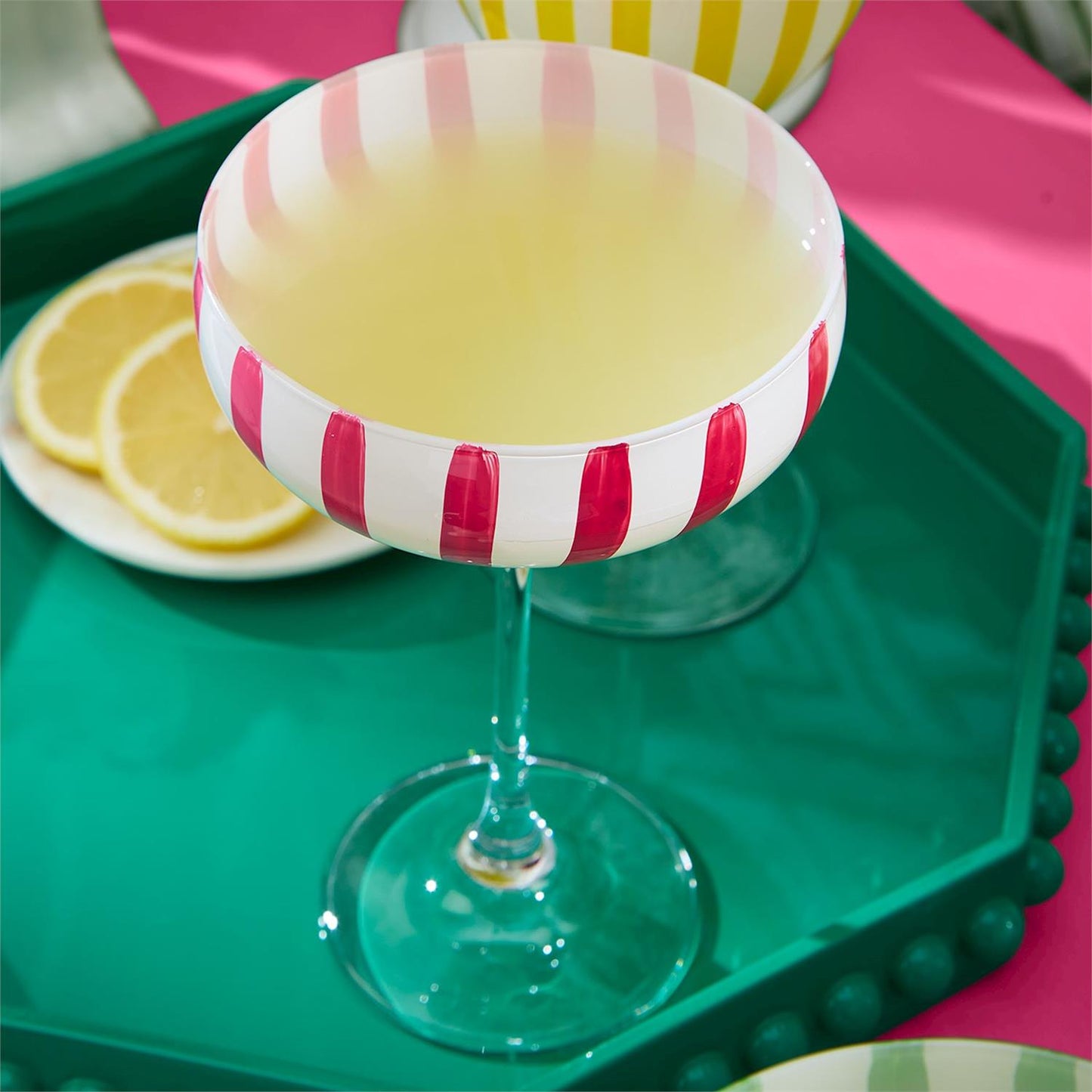 Stripe Hand-Painted Coupe Glass (Multiple Color Options)