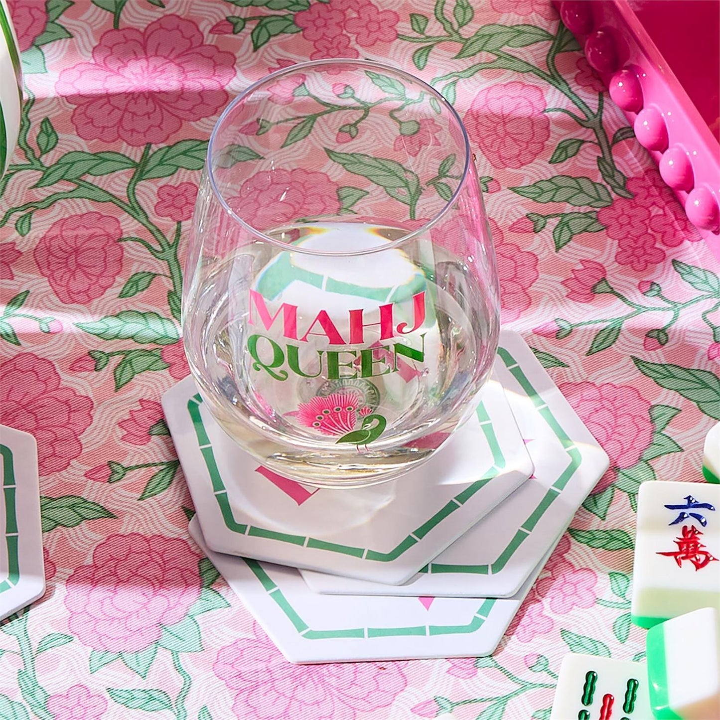 Mahj Queen Stemless Wine Glass