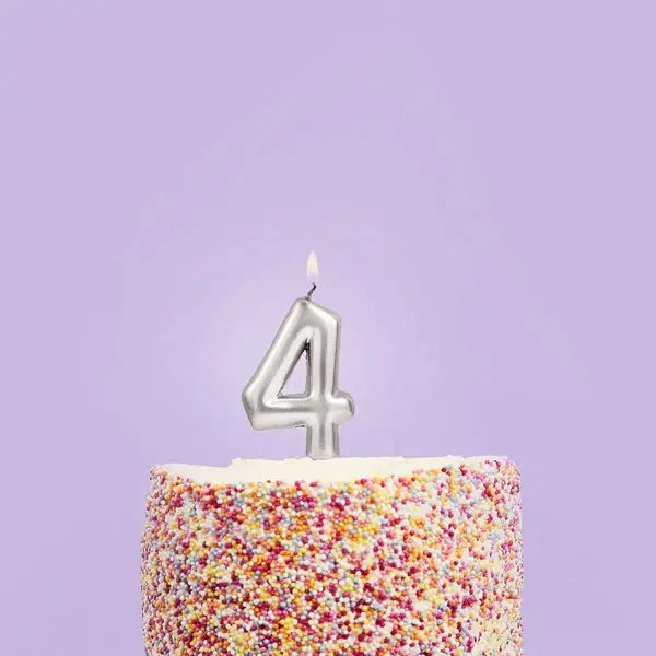 Silver Number 4 Candle