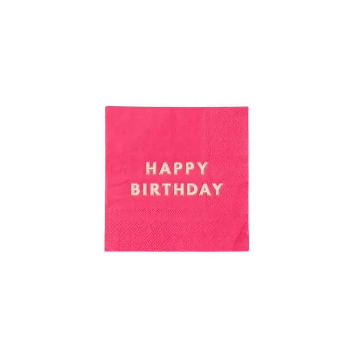 Hot Pink "Happy Birthday" Cocktail Napkins