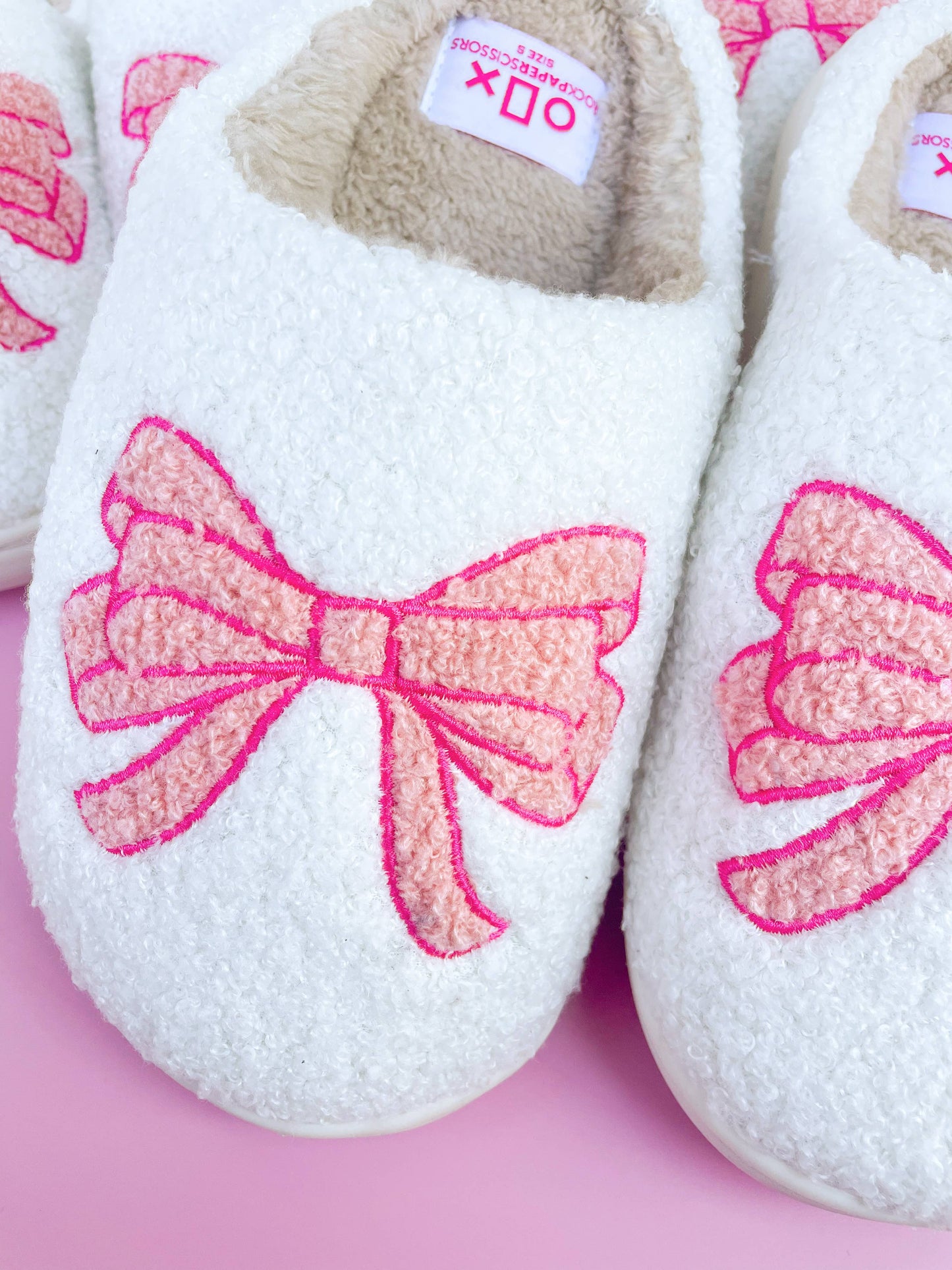 Pink Bow Slippers (Adult Sizes)