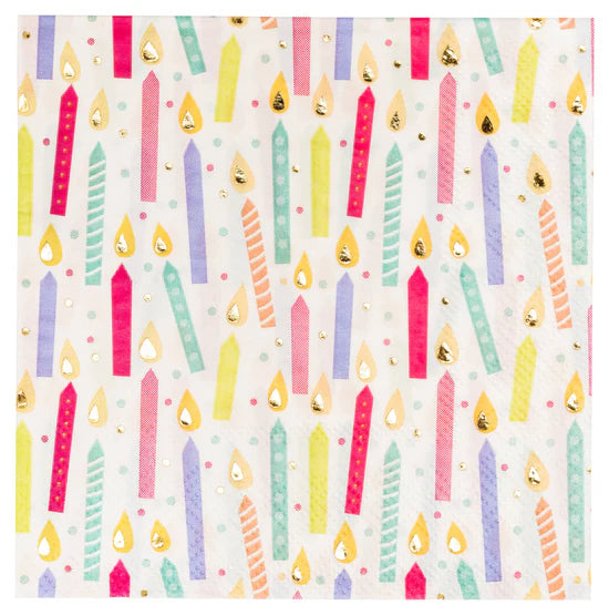 Birthday Candles Pattern Cocktail Napkins