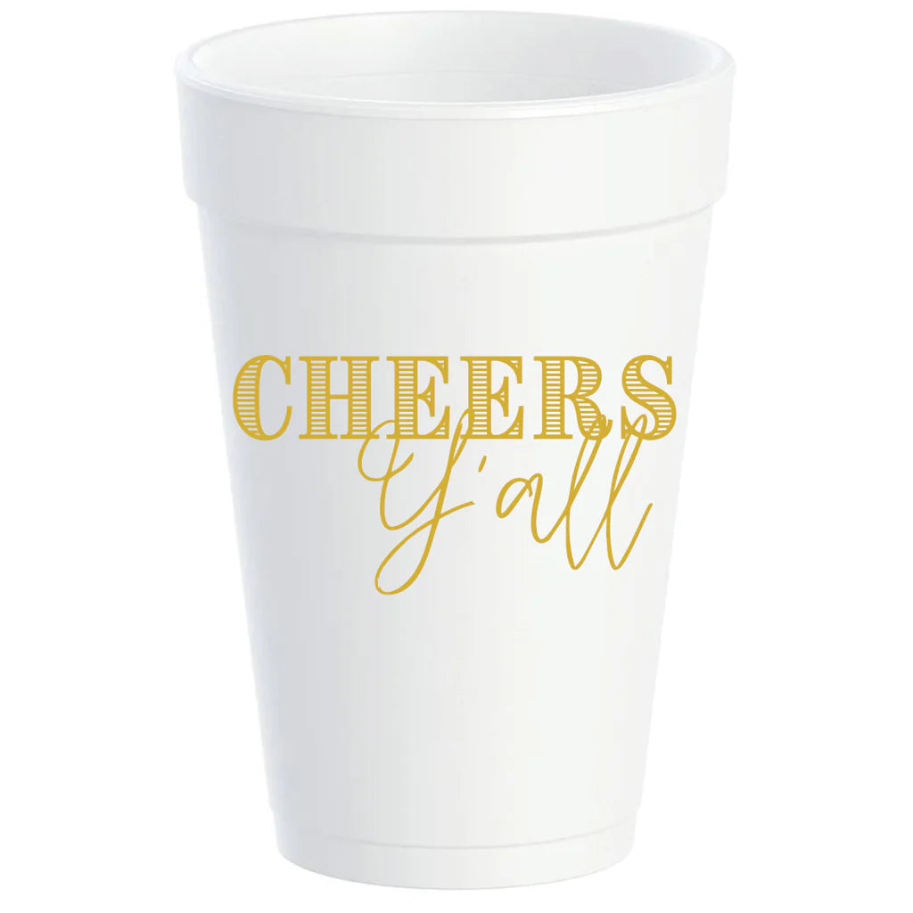 "Cheers Y'all" Styrofoam Cups