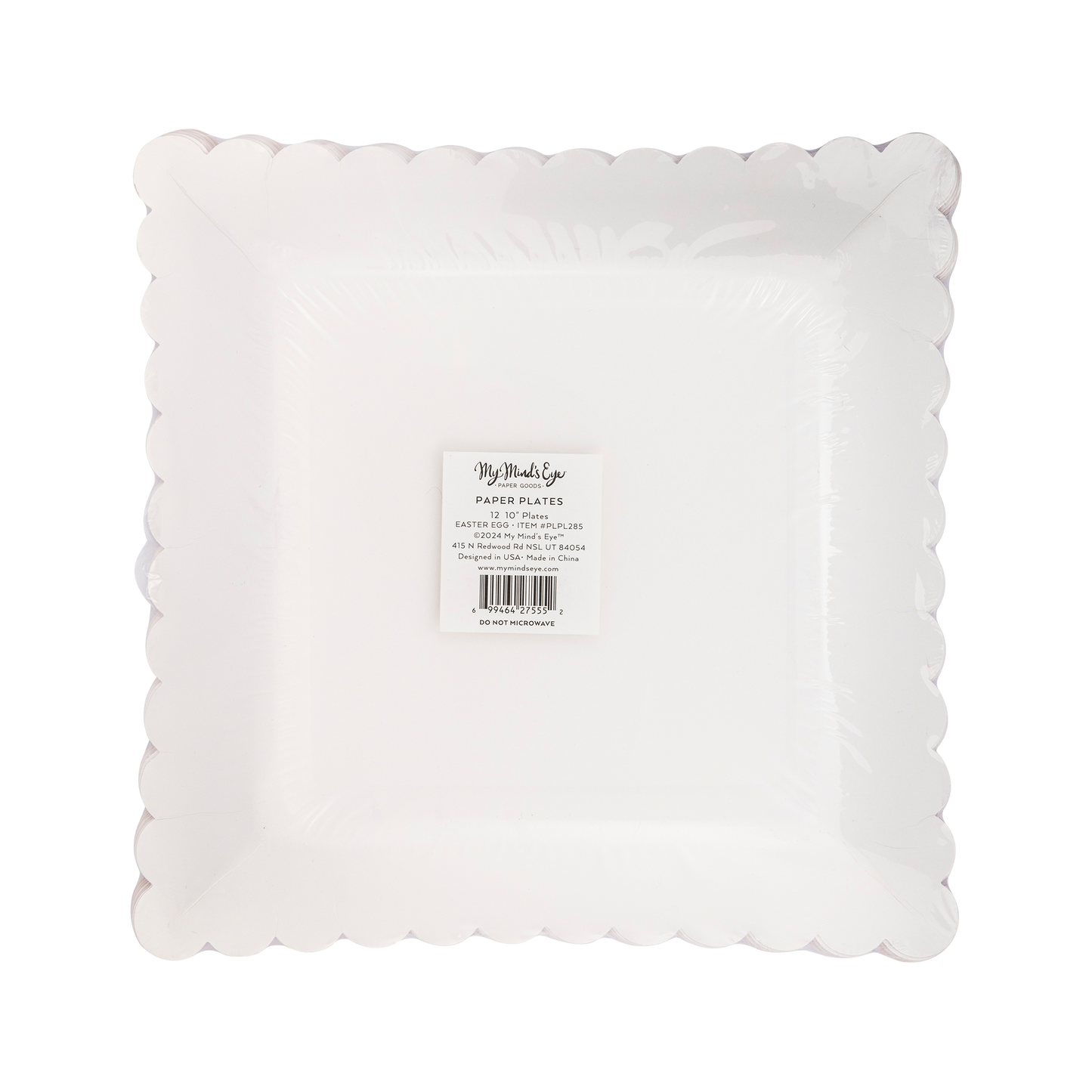 Retro Spring Check Scalloped Square Paper Plates