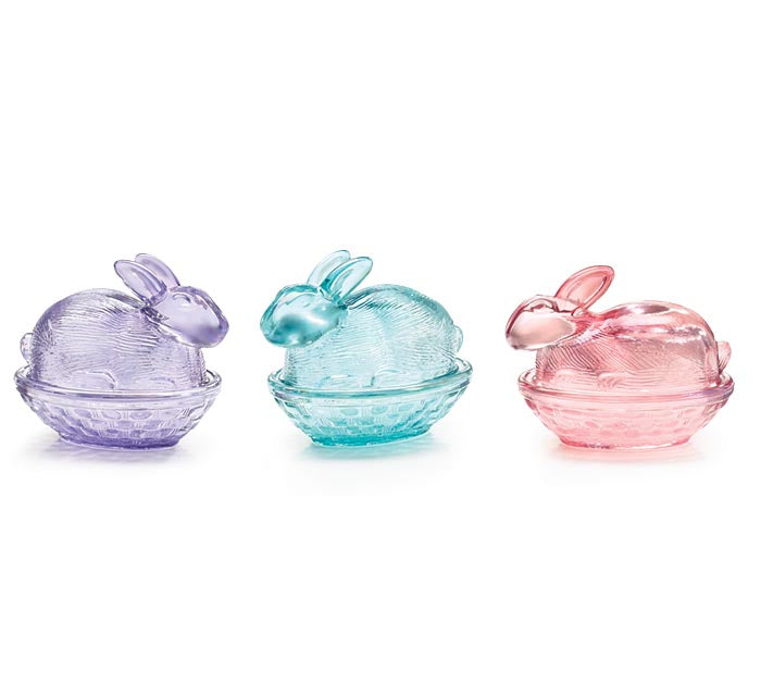 Iridescent Glass Bunny Candy Dish