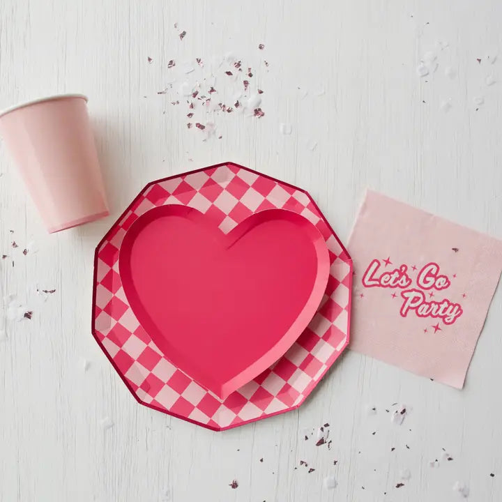 Pink Checkered Signature Dinner Plates