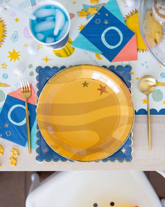 Yellow Planet Paper Plates