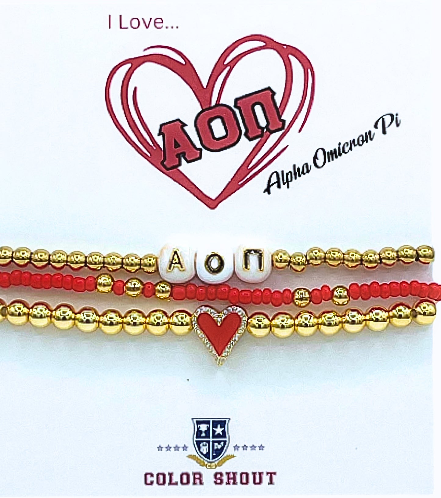 Alpha Omicron Pi Love Stack Bracelet Set