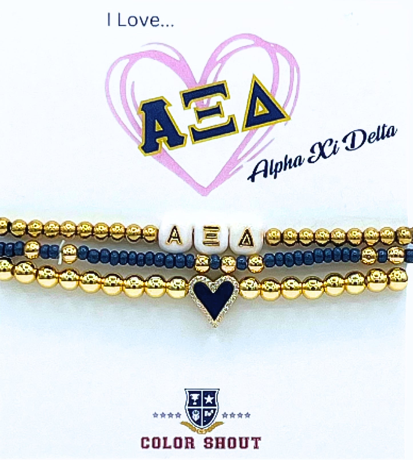 Alpha Xi Delta Love Stack Bracelet Set