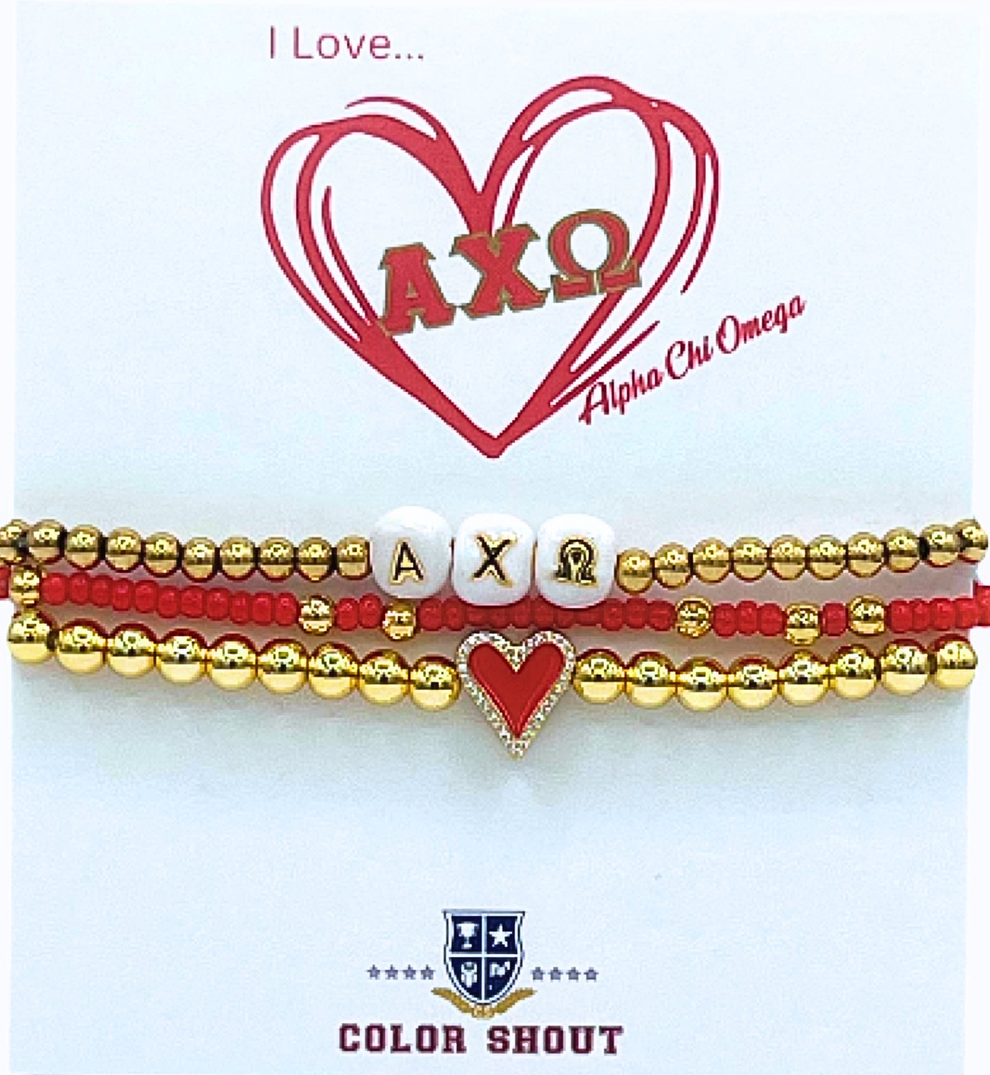 Alpha Chi Omega Love Stack Bracelet Set