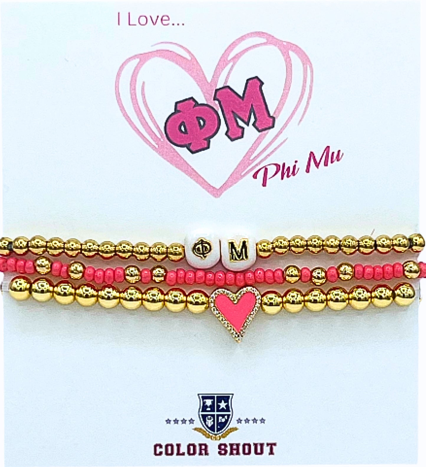 Phi Mu Love Stack Bracelet Set