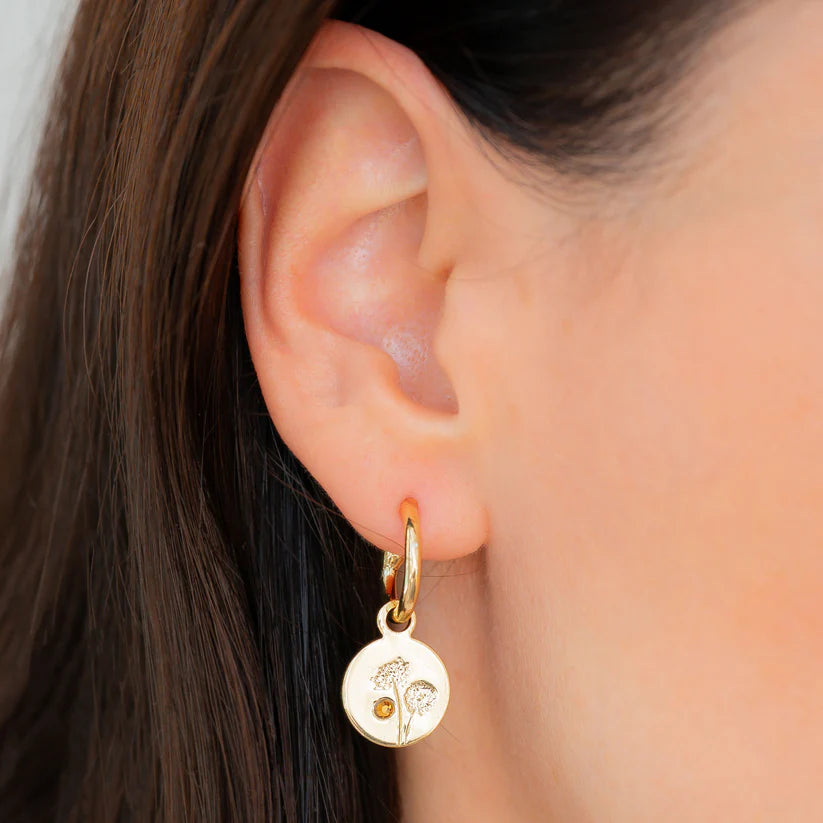November Birth Month Flower Earrings (Chrysanthemum/Topaz)