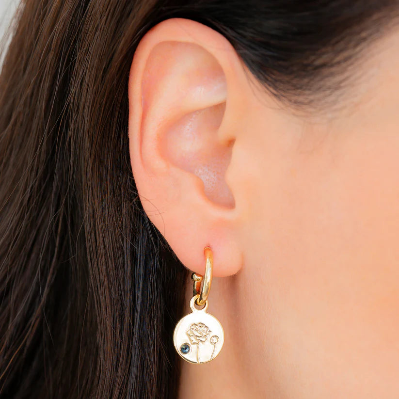 September Birth Month Flower Earrings (Peony/Sapphire)