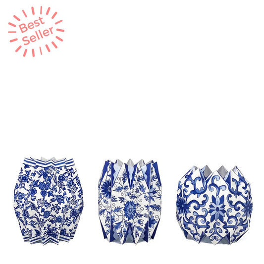 Blue Chinoiserie Paper Vase Wraps