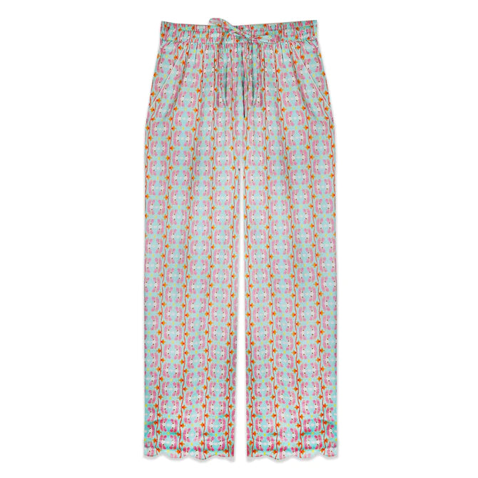 Scalloped Pajama Long Set: Birds of Paradise