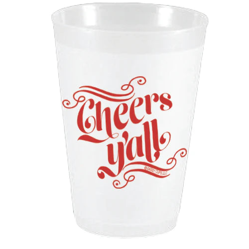 "Cheers Y'all!" Frost Flex Cups (Gold Ink)