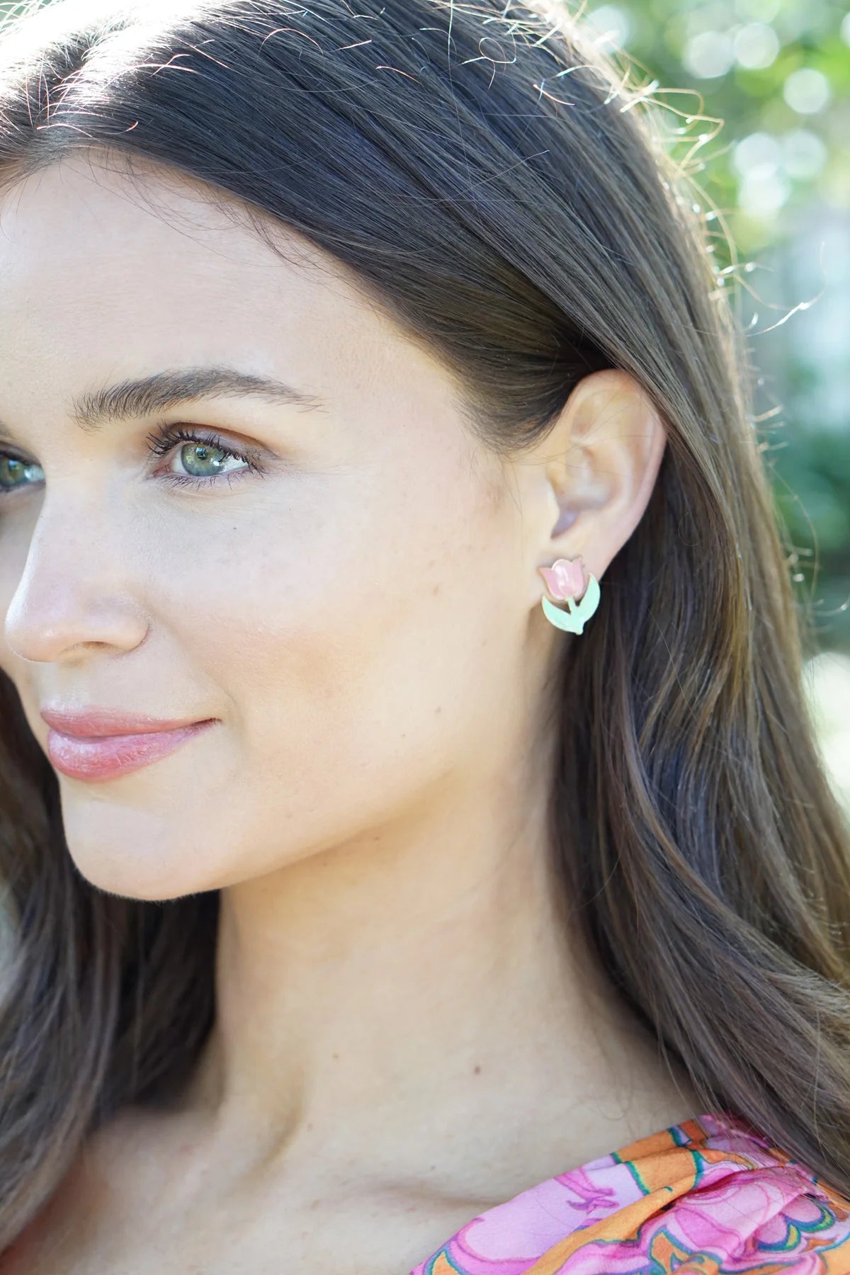 Fresh Tulips Enamel Stud Earrings