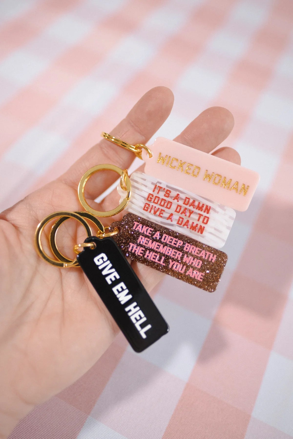 Give Em Hell Rectangle Keychain