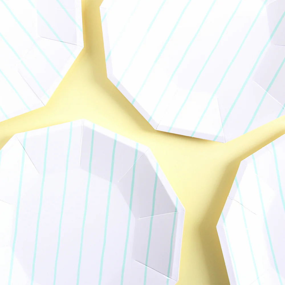 Frenchie Stripe Large Plates: Aqua