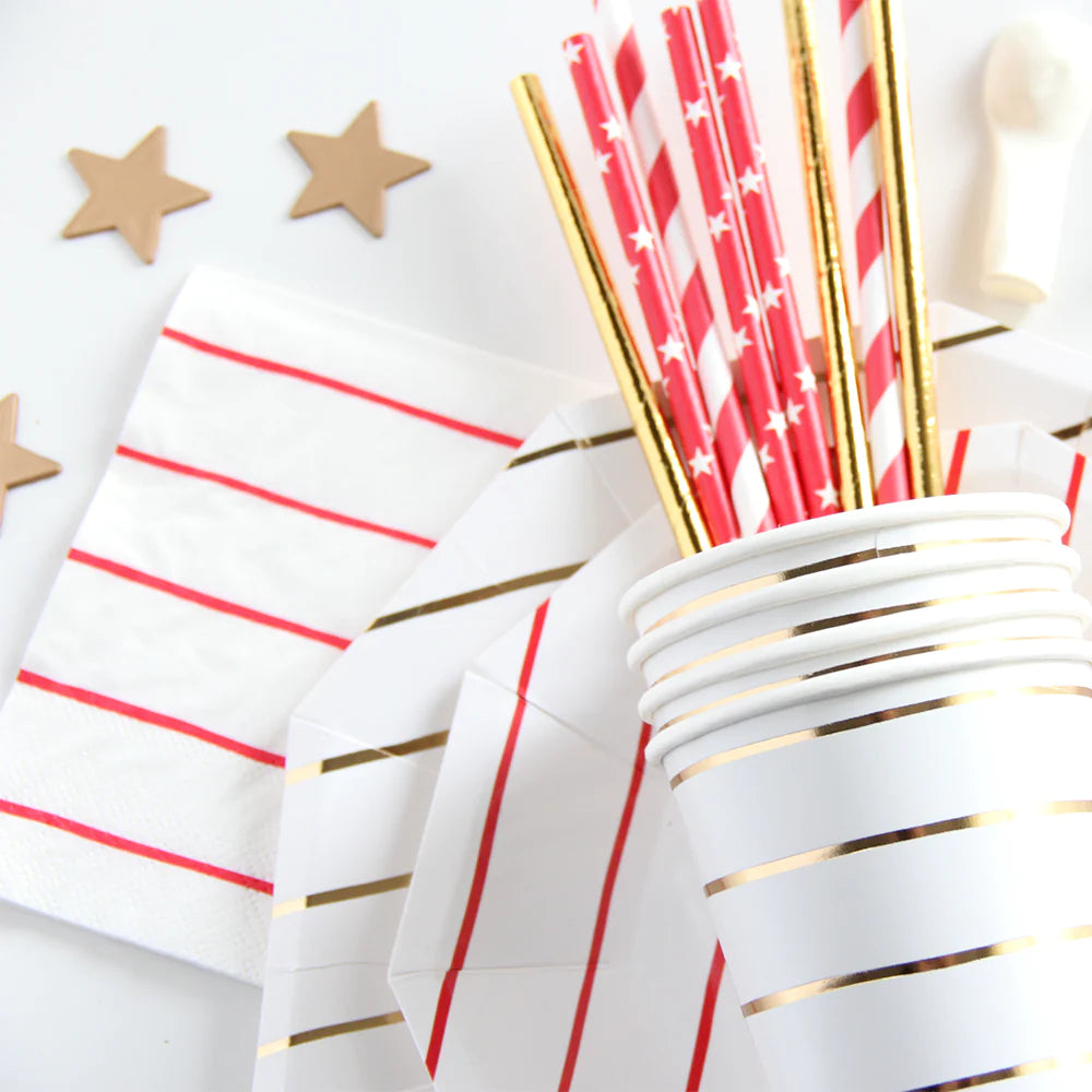 Frenchie Stripe Large Plates: Gold