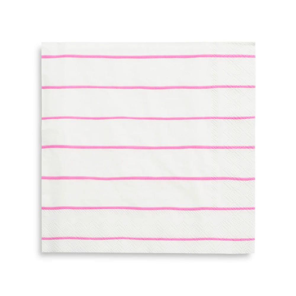Cerise Pink Frenchie Stripe Large Napkins